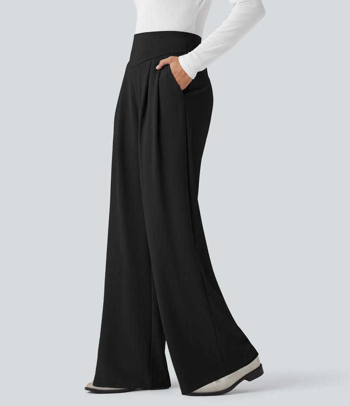 Halara Flex High Waisted Tummy Control Crepe Work Straight Leg Pants with Pockets