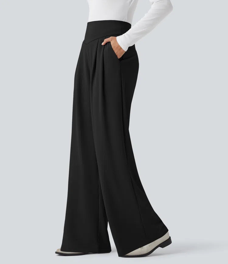 Halara Flex High Waisted Tummy Control Crepe Work Straight Leg Pants with Pockets