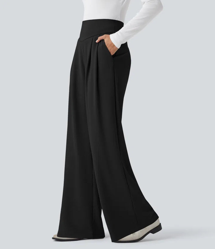 Halara Flex High Waisted Tummy Control Crepe Work Straight Leg Pants with Pockets