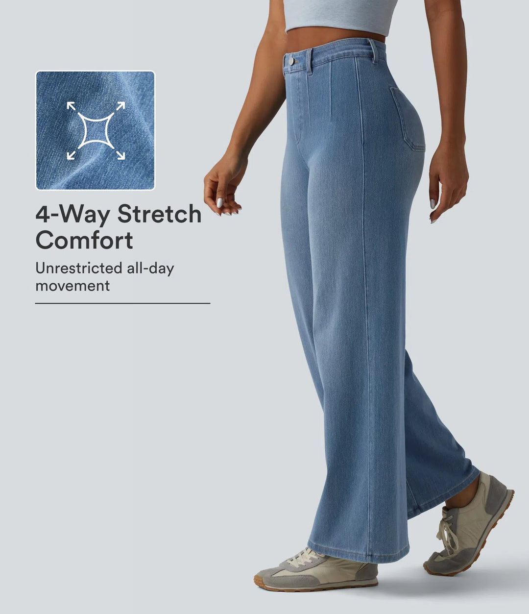 Halara Flex Curvy High Waisted Tummy Control Wide Leg Casual Jeans with Pockets
