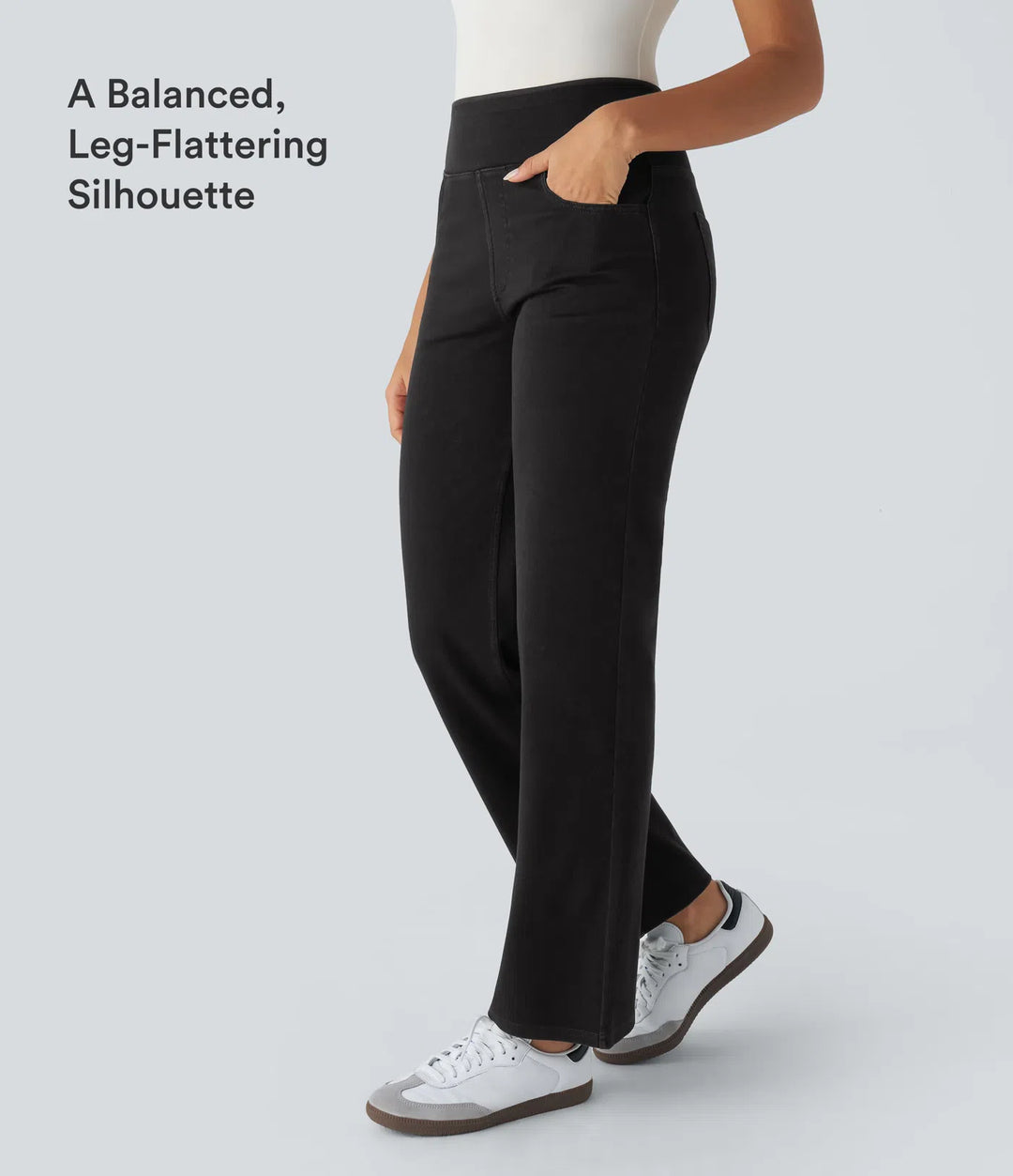 Halara Flex High Waisted Pockets Straight Leg Work Jeans