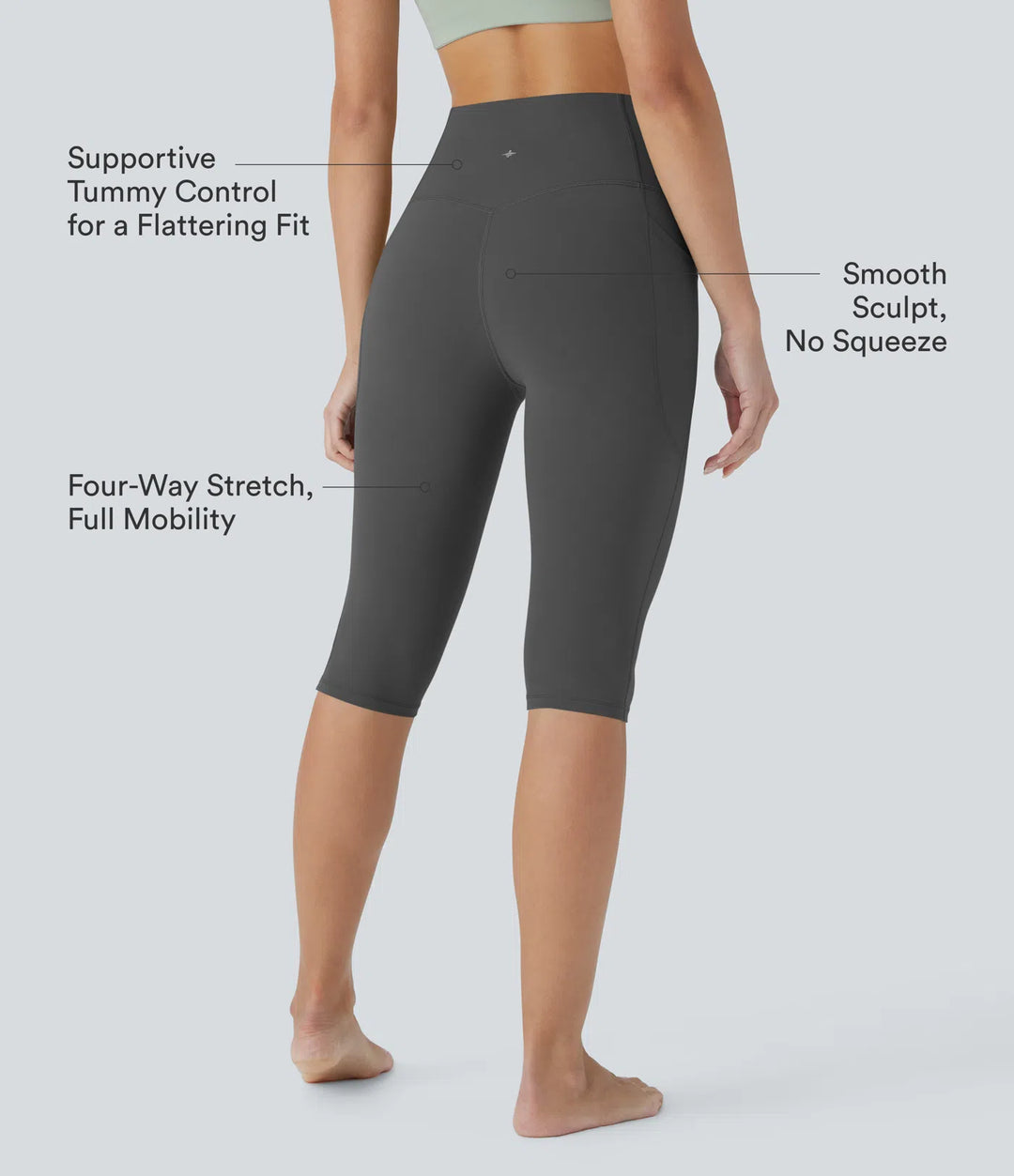 Halara UltraSculpt High Waisted Tummy Control Pedal Pusher Yoga Leggings with Pockets