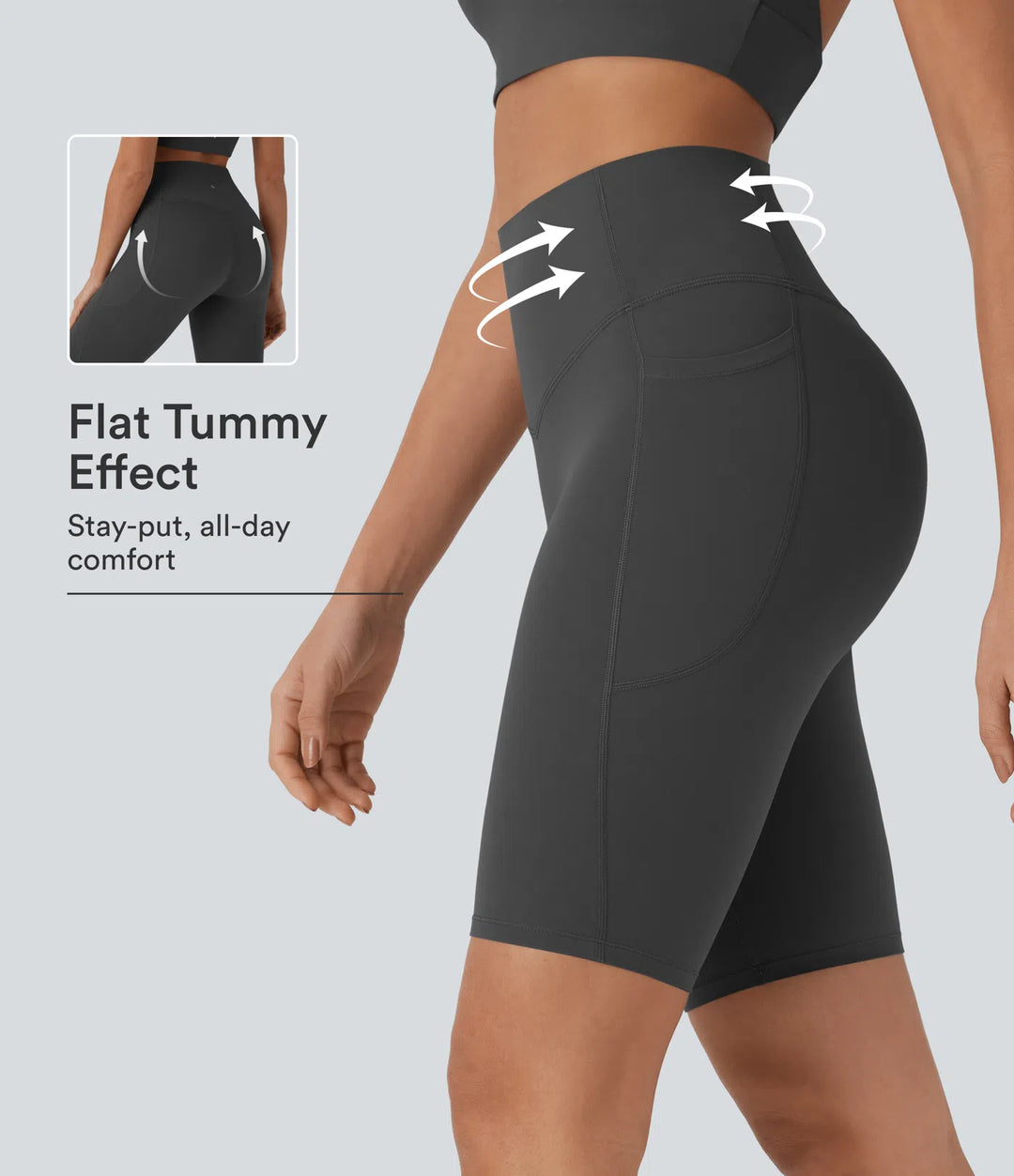 Halara UltraSculpt High Waisted Tummy Control Pocket Shaping Training Biker Shorts 9&