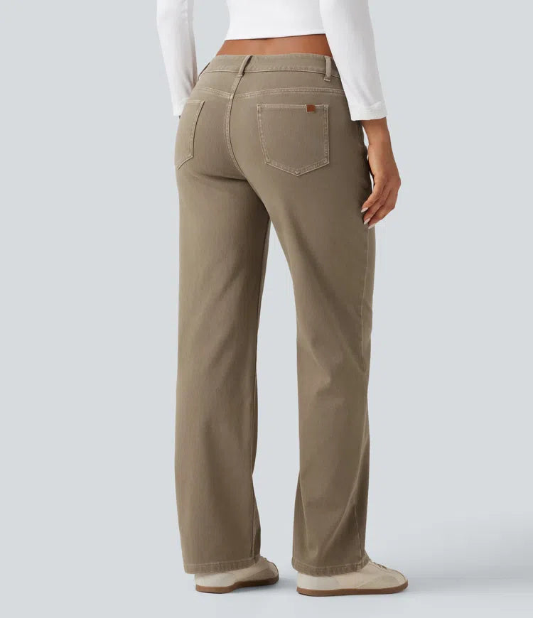 Halara Flex Low Rise Asymmetric Straight Leg Colorful Casual Jeans with Pockets