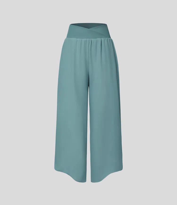 Breezeful High Waisted Crossover Quick Dry Resort Pants with Pockets