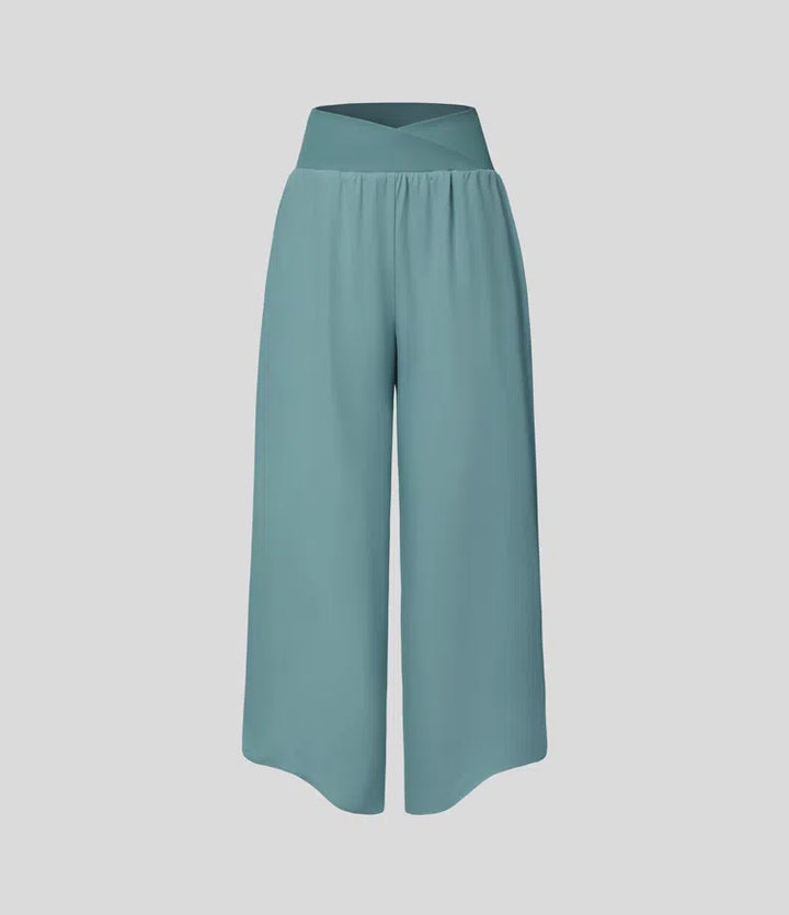 Breezeful High Waisted Crossover Quick Dry Resort Pants with Pockets