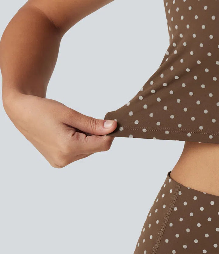 Halara UltraSculpt Light Support Backless Built-in Bra Flocked Polka Dot Yoga Sports Bra