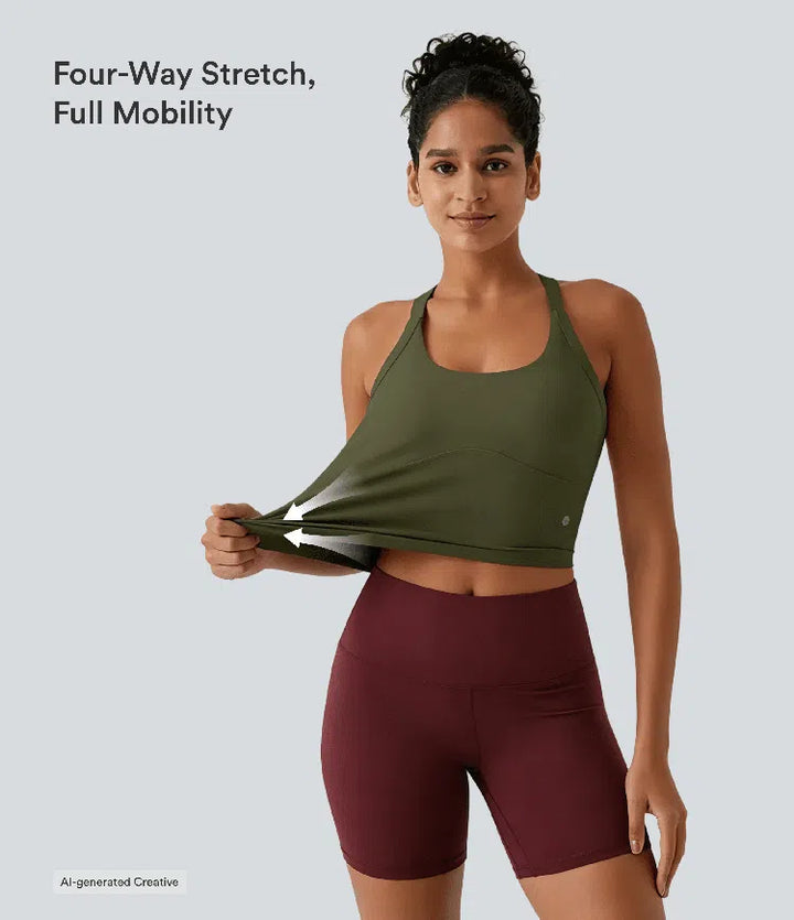 SoftlyZero Plush Cut Out Cropped Yoga Tank Top