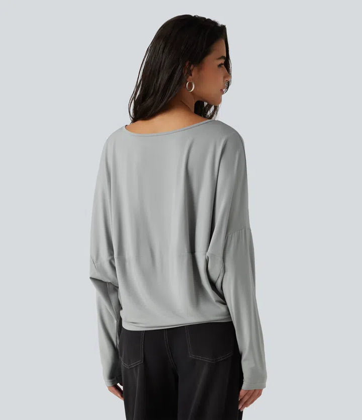 Round Neck Long Sleeve Relaxed Casual Top