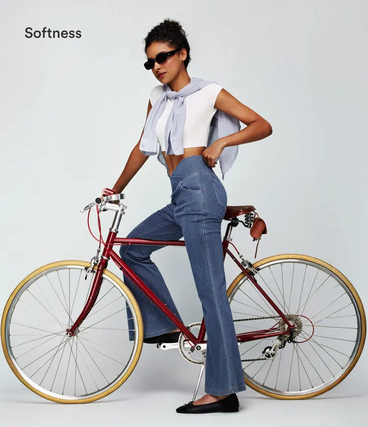 Halara Flex High Waisted Crossover Pocket Washed Casual Jeans