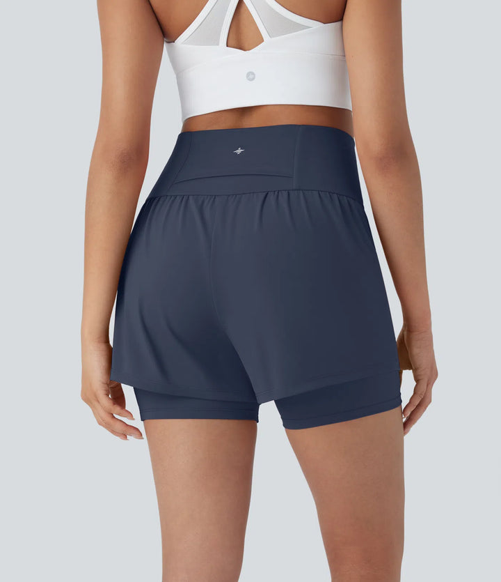 SoftlyZero Airy Super High Waisted 2-in-1 InstantCool Yoga Shorts 5&