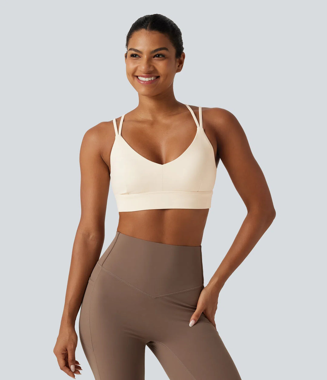 SoftlyZero Plush Low Support Built-in Bra Crisscross Yoga Sports Bra