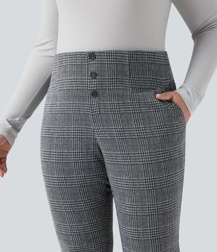 Halara Flex High Waisted Houndstooth Plaid Skinny Work Plus Size Pants with Pockets