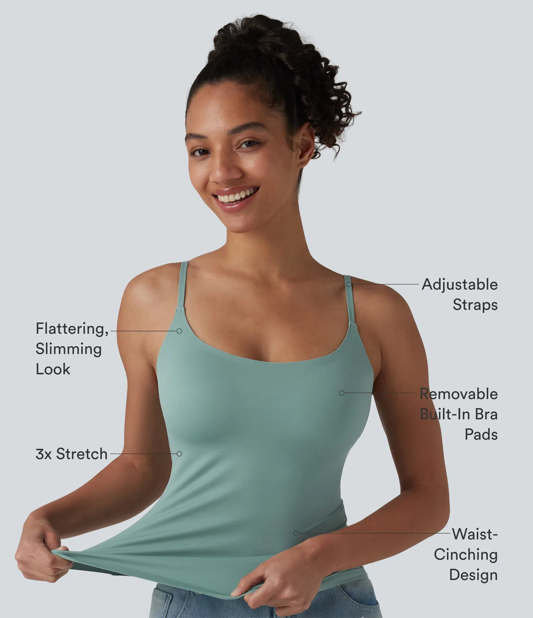 Scoop Neck Built-in Bra Casual Tank Top B-E Cups