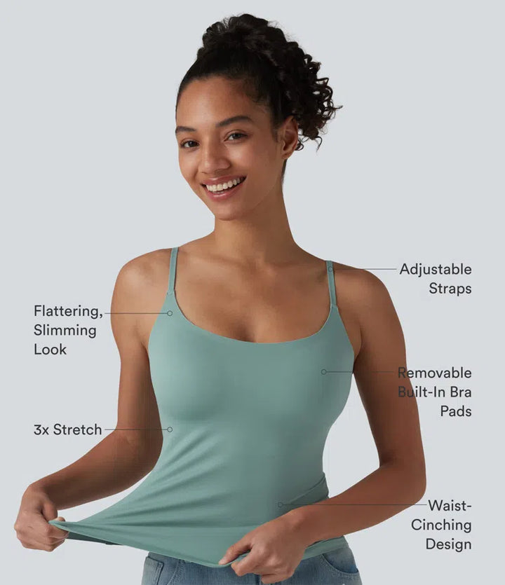 Scoop Neck Built-in Bra Casual Tank Top B-E Cups