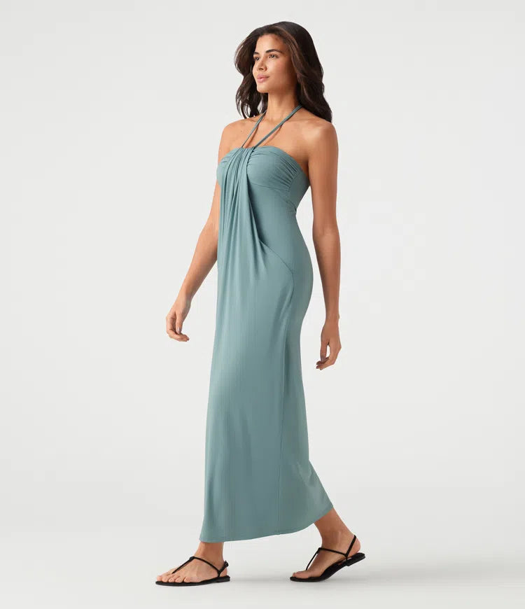 Halter Tie Back Maxi Dress with Pockets