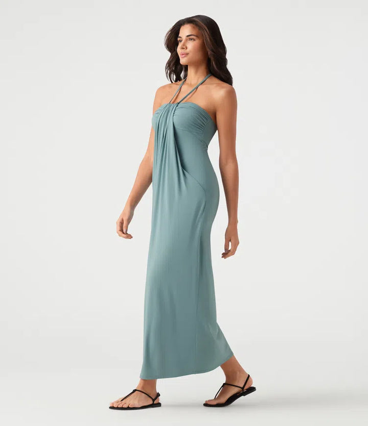 Halter Tie Back Maxi Dress with Pockets