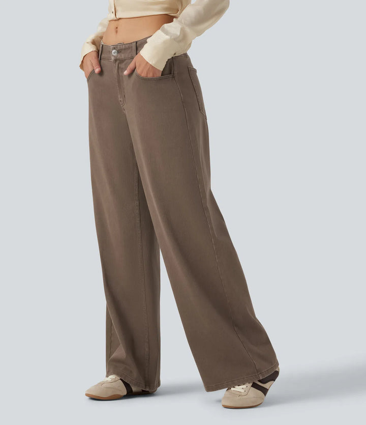 Halara Flex Low Rise Wide Leg Casual Jeans with Pockets