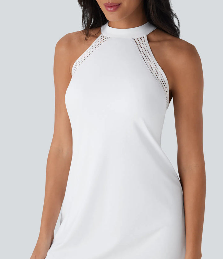 SoftlyZero Airy Tie Back 2-in-1 InstantCool Mini Yoga Active Dress with Pocket