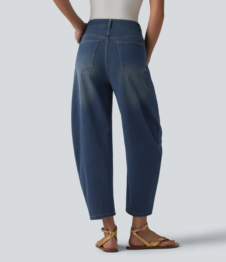Halara Flex Mid Rise Barrel Leg Casual Jeans with Pockets