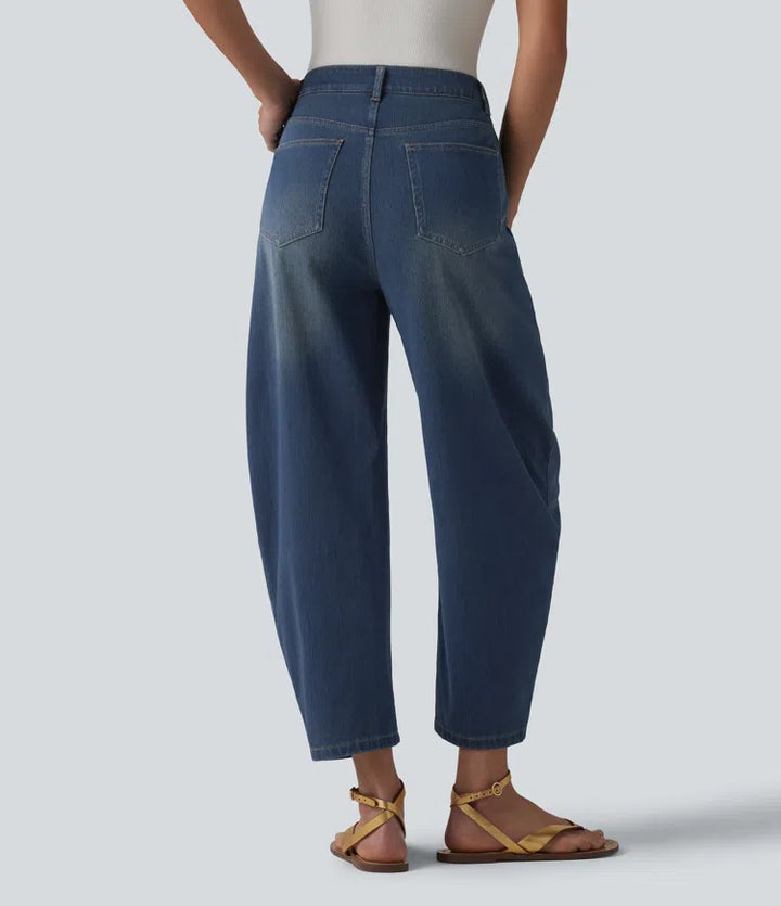 Halara Flex Mid Rise Barrel Leg Casual Jeans with Pockets