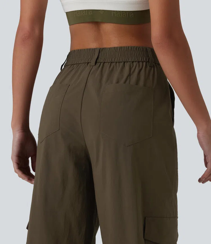 High Waisted Hiking Cargo Straight Leg Pants with Pockets