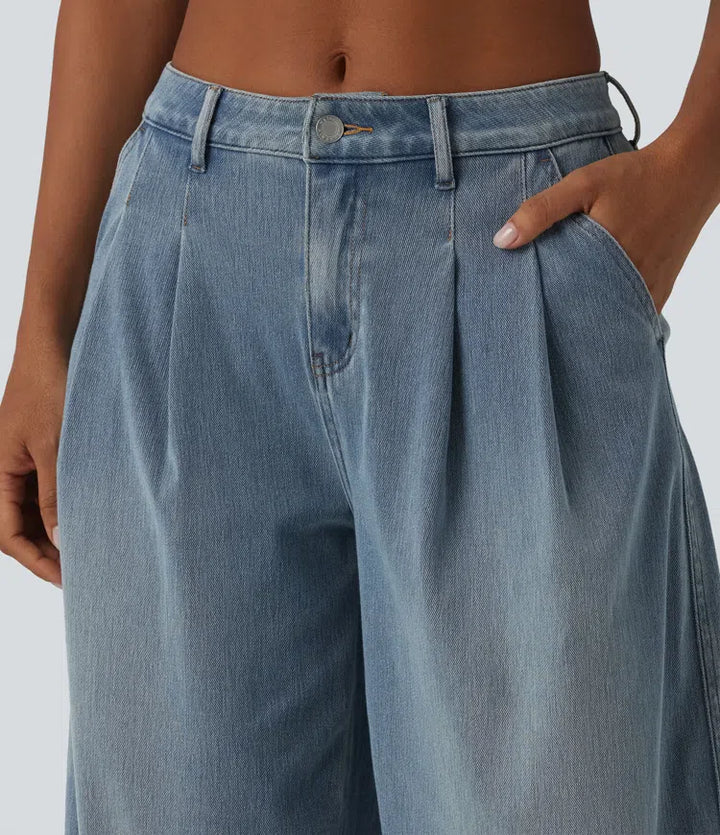 Halara Flex Mid Rise Denim Casual Balloon Joggers with Pockets