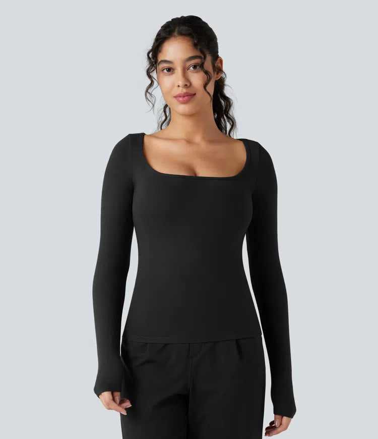 Halara HeatCore Scoop Neck Long Sleeve Work Warming T-Shirt