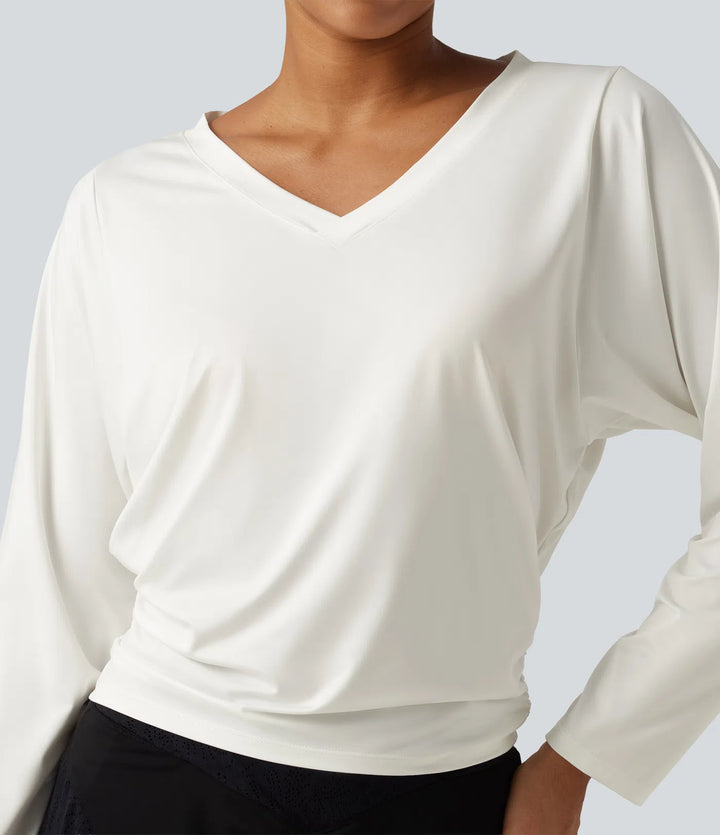 Sweetheart Neck Long Sleeve Ruched Yoga Sports Top
