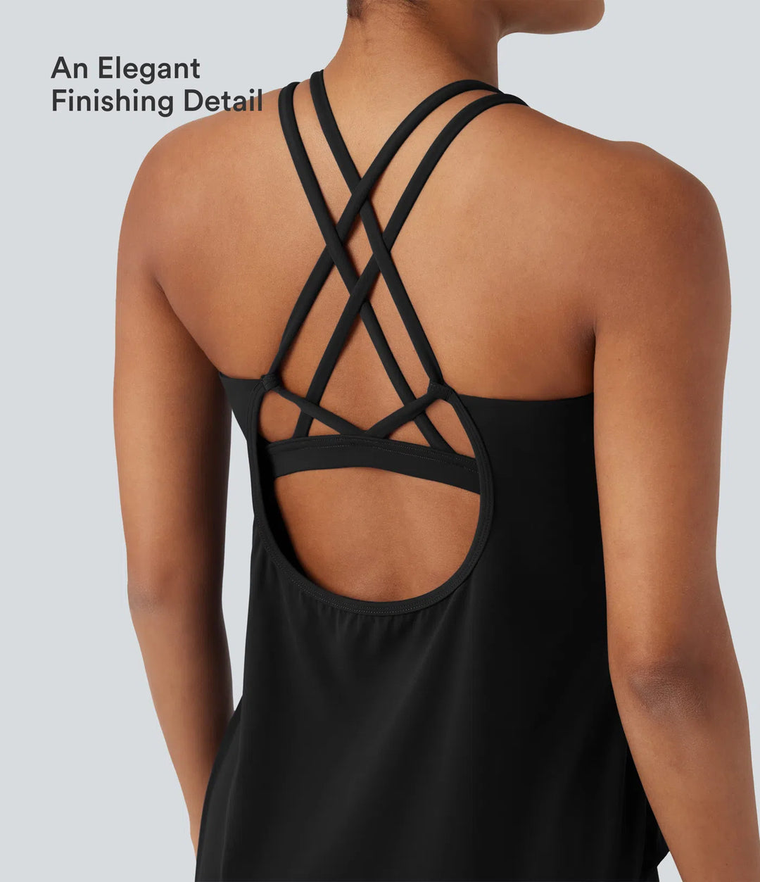 Halara UltraSculpt Round Neck Crisscross Back Running Tank Tops DD-F Cups
