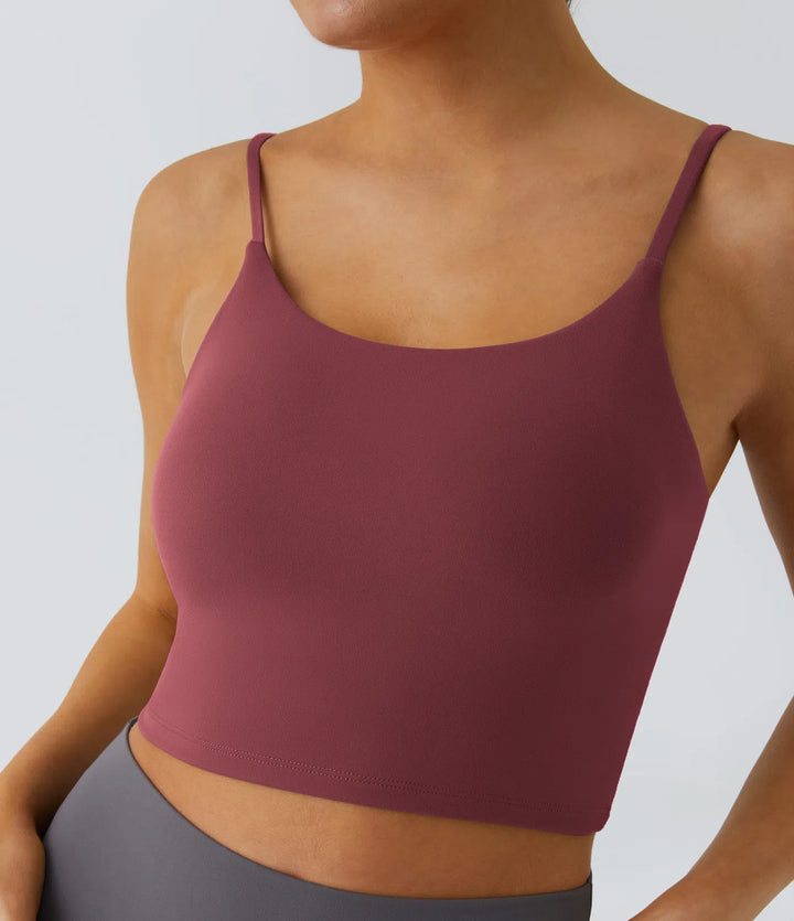 Basic Padded Workout Cropped Low Support Tank Top A-D Cups