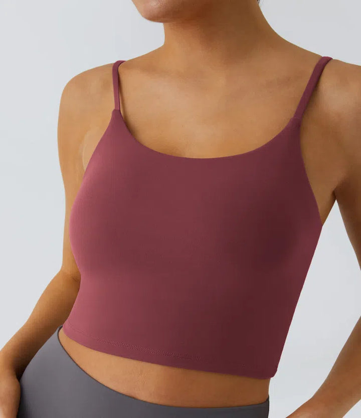 Basic Padded Workout Cropped Low Support Tank Top A-D Cups