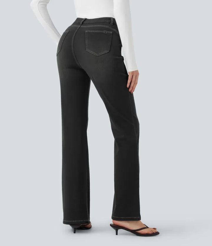 Halara Flex High Waisted Tummy Control Butt Lifting Denim Casual Bootcut Leggings with Pockets