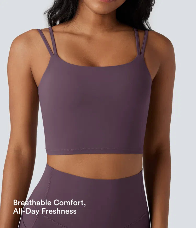 Halara UltraSculpt Double Straps Twisted Backless Cropped Yoga Tank Top