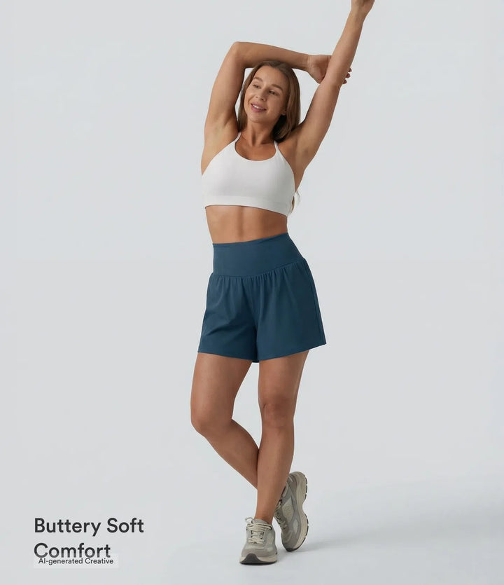 Softlyzero Airy High Waisted Tummy Control 2-in-1 InstantCool Yoga Shorts 5&