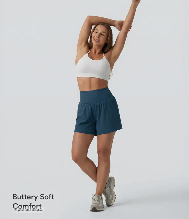 Softlyzero Airy High Waisted Tummy Control 2-in-1 InstantCool Yoga Shorts 5&