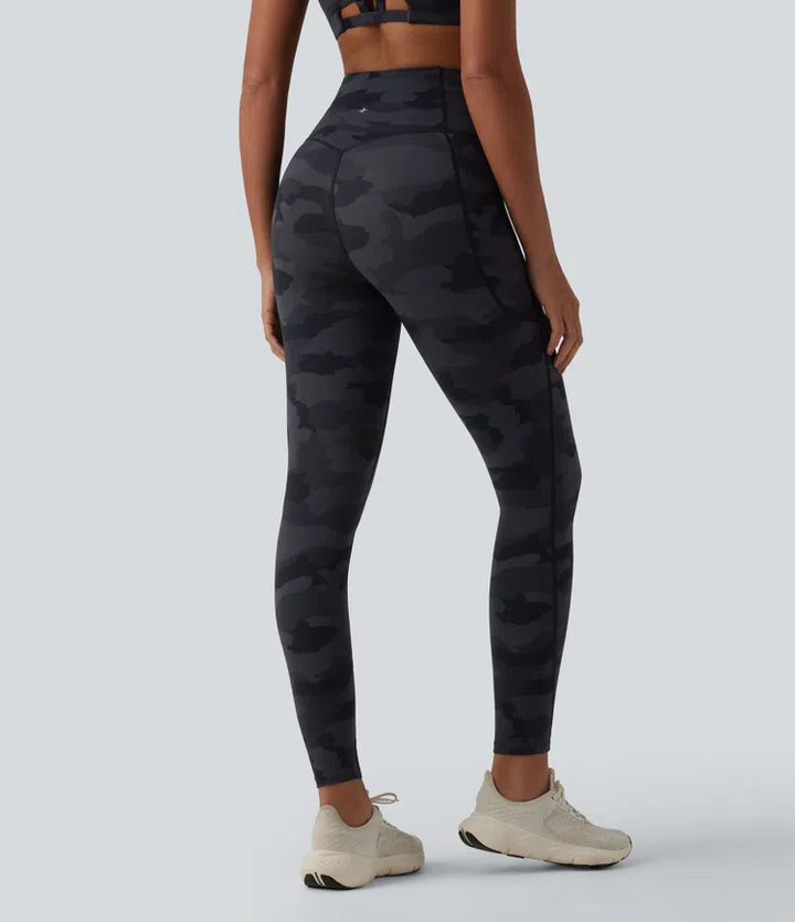 Halara UltraSculpt Camo Print High Waisted Tummy Control Running Leggings with Pockets
