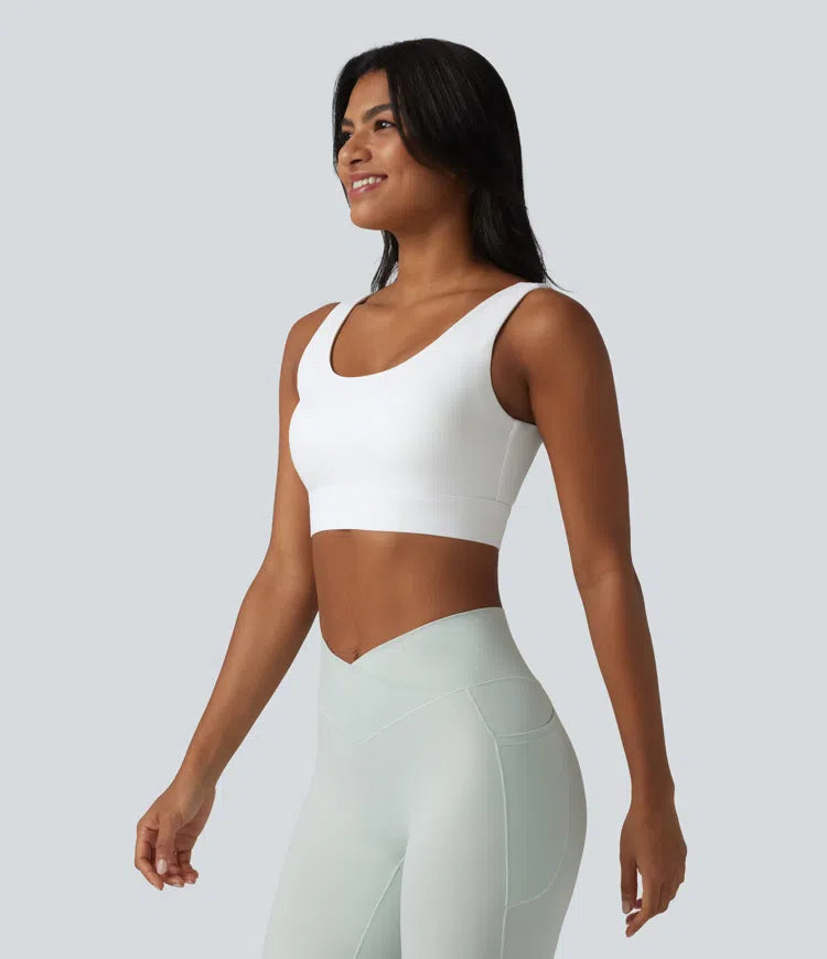 Halara Ultrasculpt Medium Support Backless Adjustable Buckle Built-in Bra Training Sports Bra