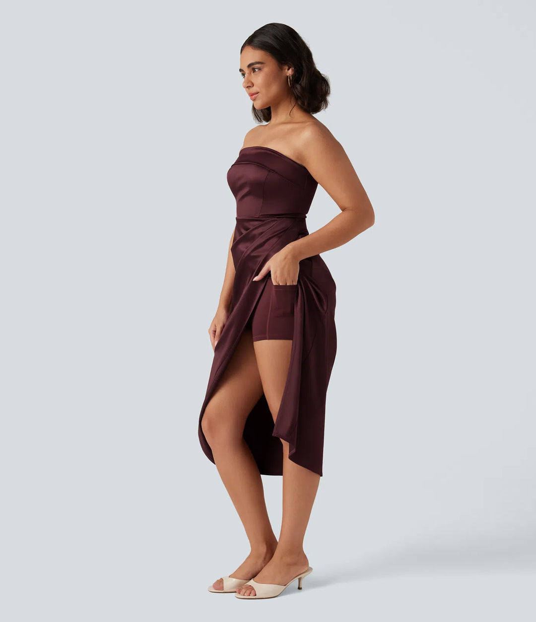 Tube 2-in-1 Bodycon Satin Midi Party Dress
