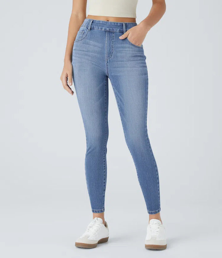 Halara Flex Mid Rise Pull On Pockets Casual Skinny Jeans