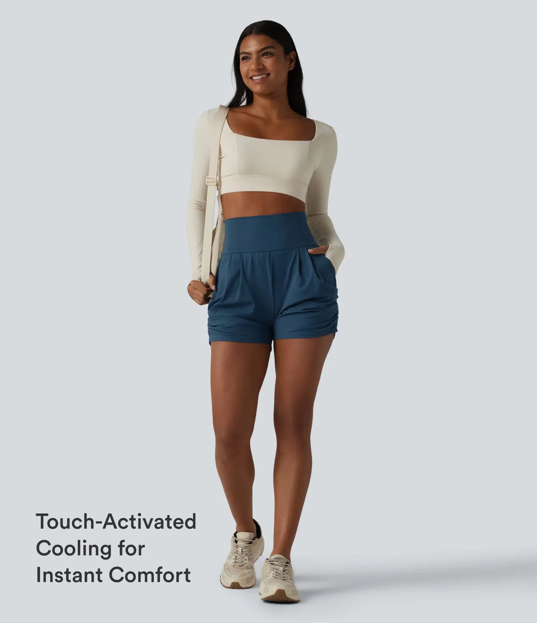 SoftlyZero Airy High Waisted Ruched InstantCool Yoga Shorts 3&
