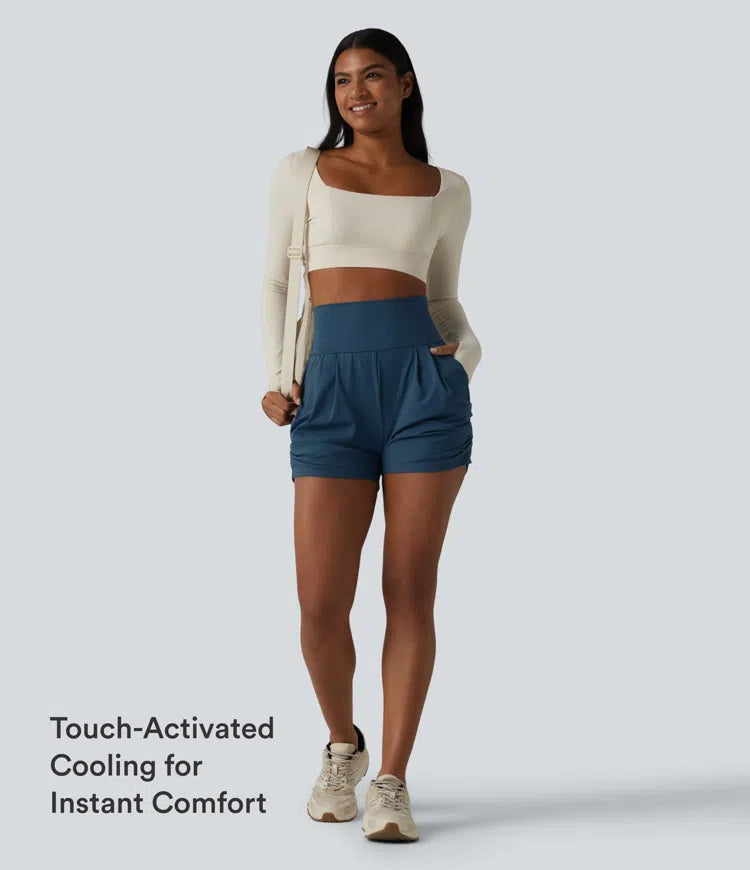 SoftlyZero Airy High Waisted Ruched InstantCool Yoga Shorts 3&