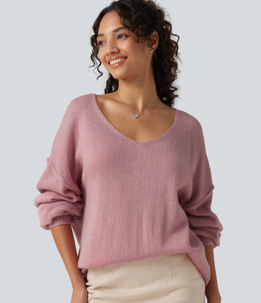 V Neck Long Sleeve Casual Sweater