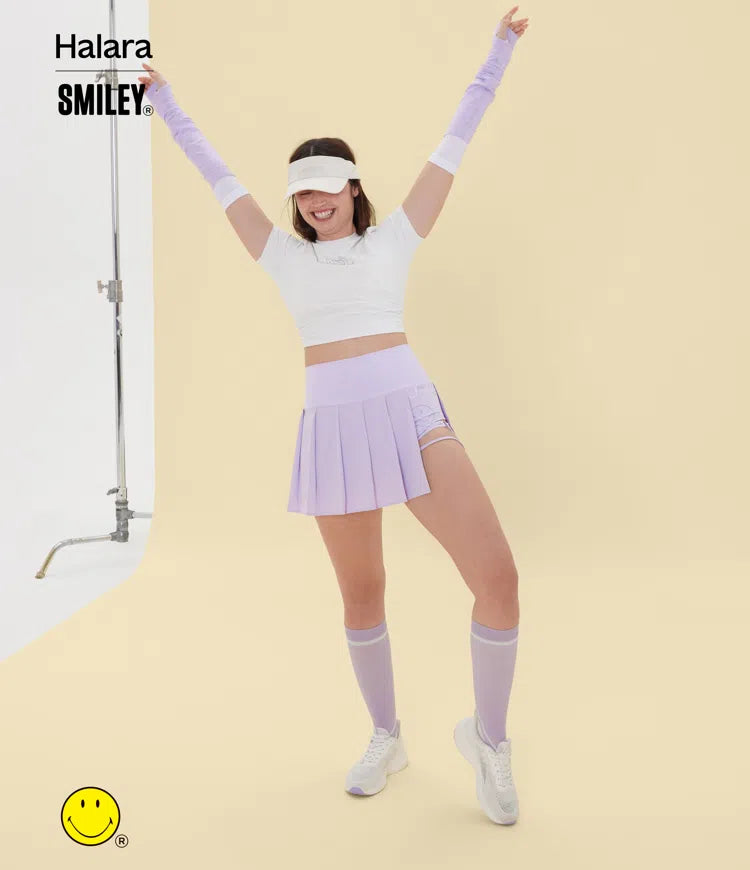 Halara X Smiley® Breezeful High Waisted Pleated 2-in-1 Asymmetric Hem Quick Dry Mini Dance Skirt with Pockets