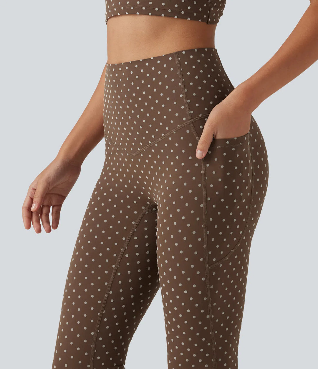 Halara UltraSculpt Flocked High Waisted Tummy Control Polka Dot Workout Leggings with Pockets