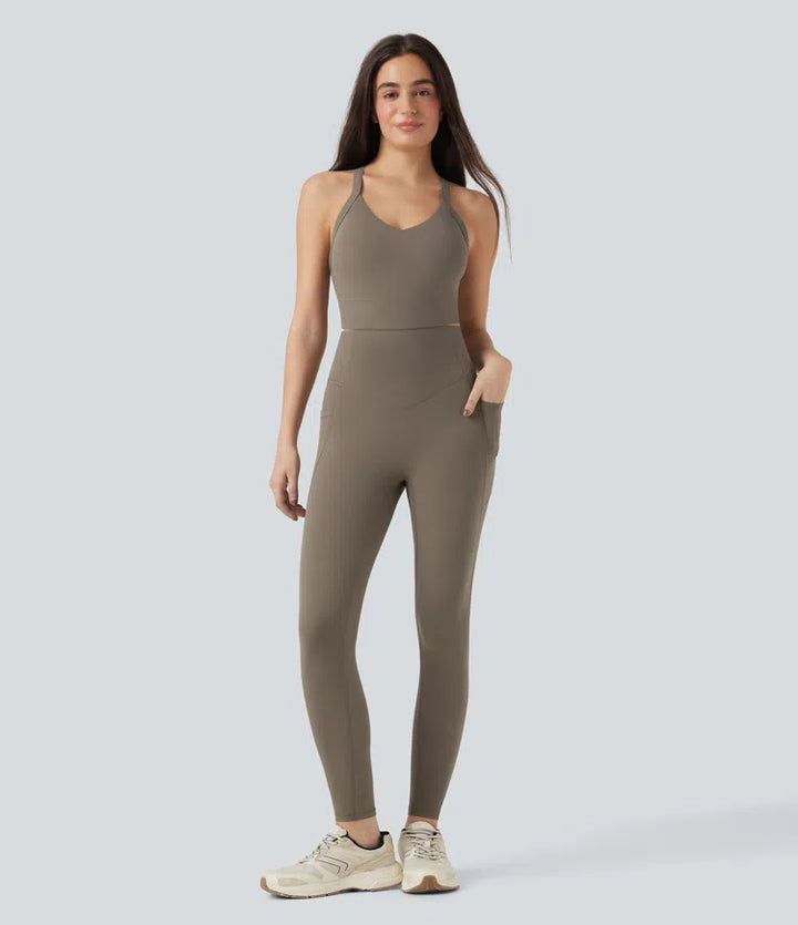 Halara UltraSculpt Tummy Control Training Jumpsuit with Pockets-Easy Peezy Edition