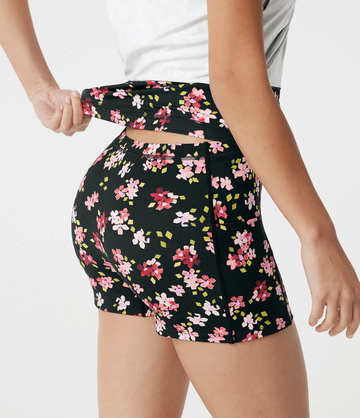 Built-in Bra 2-in-1 Ditsy Floral Mini Dance Active Dress with Pockets-Easy Peezy Edition