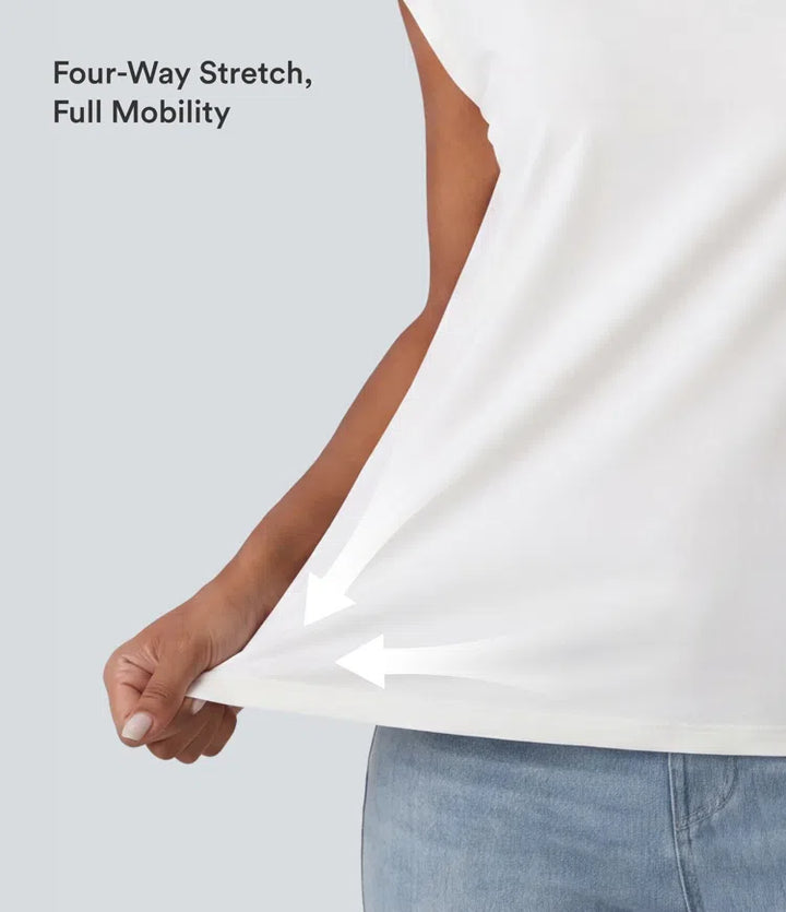 V Neck Decorative Button Cap Sleeve Relaxed Casual T-Shirt