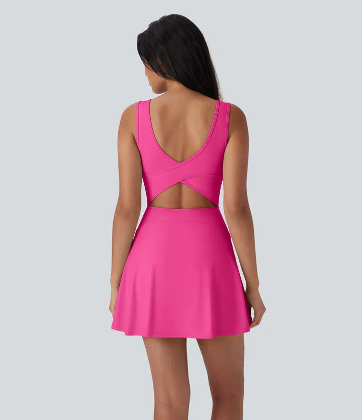 SoftlyZero Airy U Neck 2-in-1 Pocket Mini InstantCool Dance Active Dress-Easy Peezy