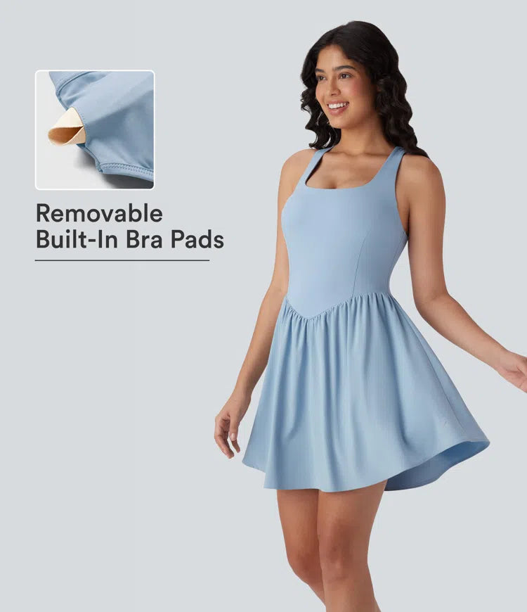 Breezeful Corset 2-in-1 Pocket Mini Quick Dry Flowy Pickleball Active Dress-Longer Legnth